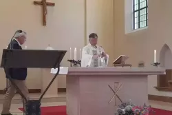 Canon Brian Coyle, OA Chaplain says Mass in the Ursuline Chapel