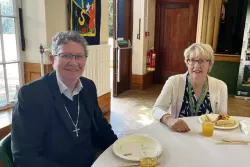 Sister Alice Montgomery, ex Headteacher with Rose Gooby ex Staff and pupil at the school